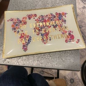 Large beautiful jewelry tray. Travel themed